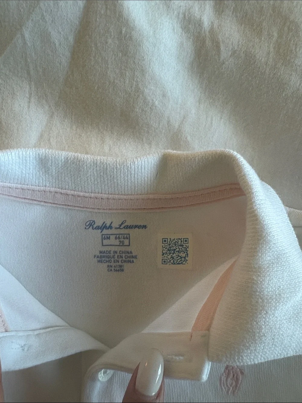 Ralph Lauren White Girls Polo Top with Pink Pony Embroidery